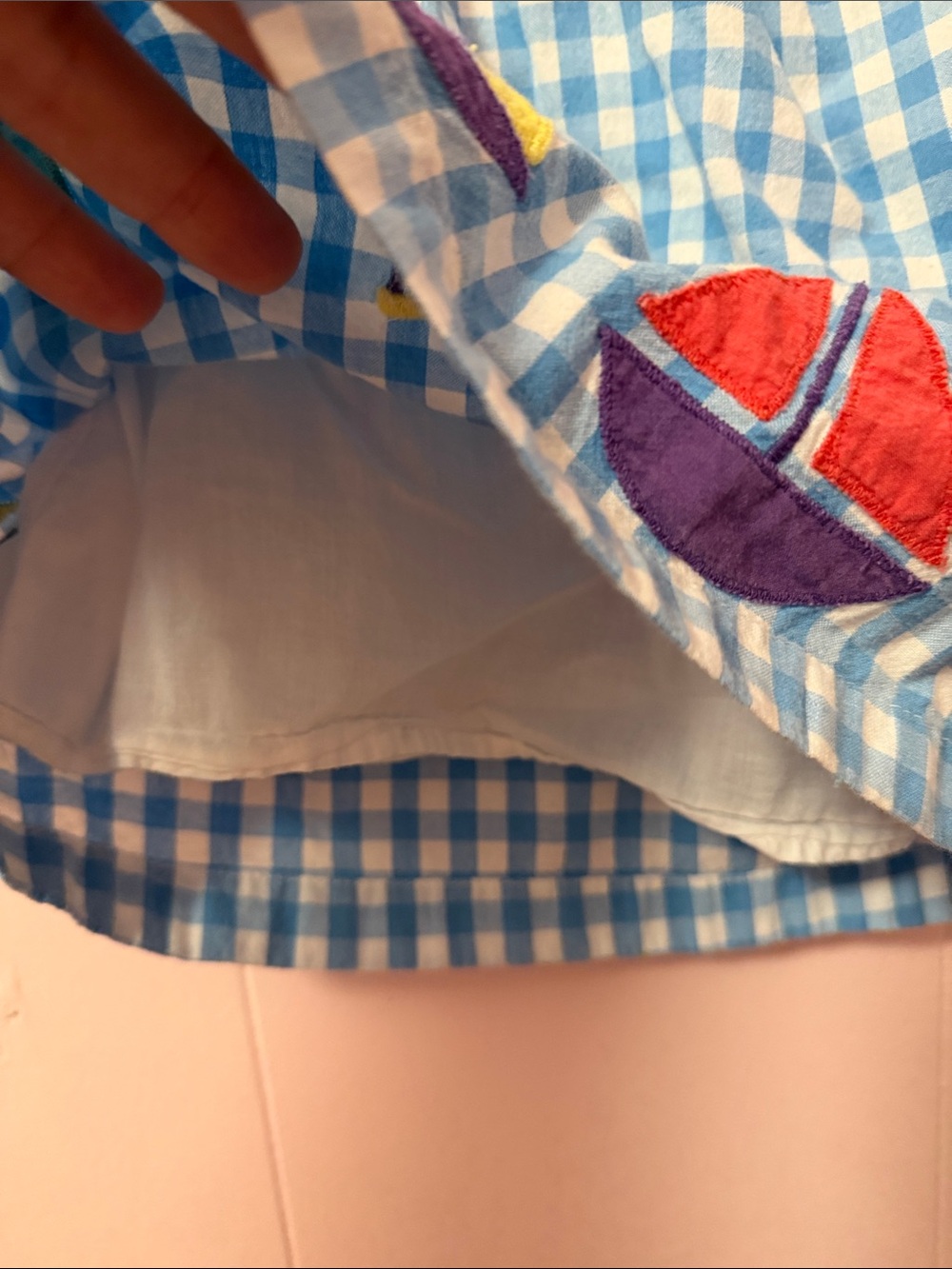 Baby Boden Blue Gingham Sailboat Appliqué Dress - Picture 4 of 7